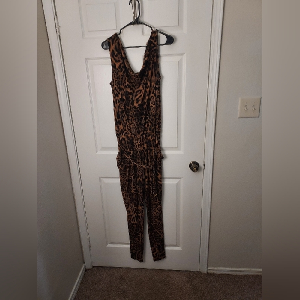 Michael Kors Brown Leopard Print Jumpsuit